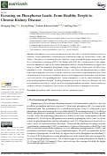 Cover page: Focusing on Phosphorus Loads: From Healthy People to Chronic Kidney Disease