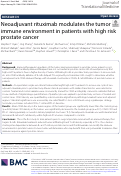 Cover page: Neoadjuvant rituximab modulates the tumor immune environment in patients with high risk prostate cancer.