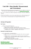 Cover page of Unit 100 - Data Quality Measurement and Assessment