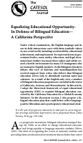 Cover page: Equalizing Educational Opportunity: In Defense of Bilingual Education—A California Perspective