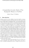 Cover page: A Longitudinal Acoustic Study of Two Transgender Women on YouTube