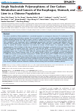 Cover page: Single Nucleotide Polymorphisms of One-Carbon Metabolism and Cancers of the Esophagus, Stomach, and Liver in a Chinese Population