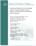 Cover page: Behavioral Perspectives on Home Energy Audits:  The Role of Auditors, Labels, Reports, and Audit Tools on Homeowner Decision Making