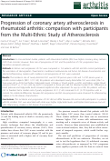 Cover page: Progression of coronary artery atherosclerosis in rheumatoid arthritis: comparison with participants from the Multi-Ethnic Study of Atherosclerosis