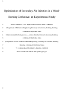 Cover page: Optimization of Secondary Air Injection in a Wood-Burning Cookstove: An Experimental Study