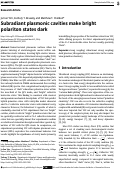 Cover page: Subradiant plasmonic cavities make bright polariton states dark