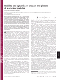 Cover page: Stability and dynamics of of motorized particles crystals and glasses