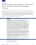Cover page: Best Practices for Remediation in Pulmonary and Critical Care Medicine Fellowship Training