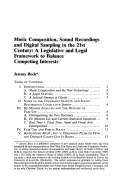 Cover page: Music Composition, Sound Recordings and Digital Sampling in the 21st Century: A Legislative and Legal Framework to Balance Competing Interests