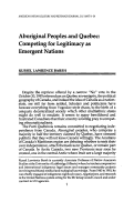 Cover page: Aboriginal Peoples and Quebec: Competing for Legitimacy as Emergent Nations