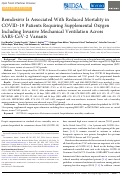 Cover page: Remdesivir Is Associated With Reduced Mortality in COVID-19 Patients Requiring Supplemental Oxygen Including Invasive Mechanical Ventilation Across SARS-CoV-2 Variants.