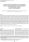 Cover page: Functional Status Examination versus Glasgow Outcome Scale Extended as Outcome Measures in Traumatic Brain Injuries: How Do They Compare?