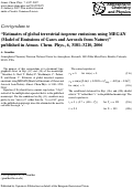 Cover page: Corrigendum to "Estimates of global terrestrial isoprene emissions using MEGAN (Model of Emissions of Gases and Aerosols from Nature)" published in Atmos. Chem. Phys., 6, 3181–3210, 2006