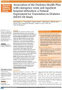 Cover page: Association of the Diabetes Health Plan with emergency room and inpatient hospital utilization: a Natural Experiment for Translation in Diabetes (NEXT-D) Study