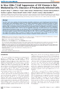 Cover page: In Vivo CD8+ T-Cell Suppression of SIV Viremia Is Not Mediated by CTL Clearance of Productively Infected Cells