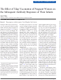 Cover page: Editorial Commentary: The Effect of Tdap Vaccination of Pregnant Women on the Subsequent Antibody Responses of Their Infants