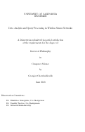 Cover page: Data Analysis and Query Processing in Wireless Sensor Networks