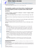 Cover page: The feasibility, usability, and clinical utility of traditional paper food and symptom journals for patients with irritable bowel syndrome.