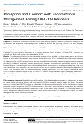 Cover page: Perception and Comfort with Endometriosis Management Among OB/GYN Residents