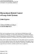 Cover page: Hierarchical, Hybrid Control Of Large Scale Systems