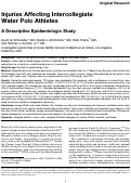 Cover page: Injuries Affecting Intercollegiate Water Polo Athletes: A Descriptive Epidemiologic Study