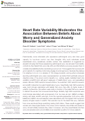 Cover page: Heart Rate Variability Moderates the Association Between Beliefs About Worry and Generalized Anxiety Disorder Symptoms.