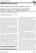 Cover page: Call for comments: climate and clean air responses to covid-19