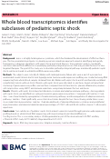 Cover page: Whole blood transcriptomics identifies subclasses of pediatric septic shock