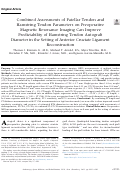 Cover page: Combined Assessments of Patellar Tendon and Hamstring Tendon Parameters on Preoperative Magnetic Resonance Imaging Can Improve Predictability of Hamstring Tendon Autograft Diameter in the Setting of Anterior Cruciate Ligament Reconstruction.