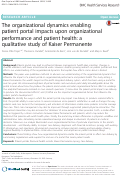 Cover page: The organizational dynamics enabling patient portal impacts upon organizational performance and patient health: a qualitative study of Kaiser Permanente