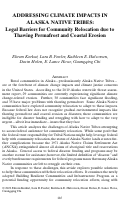 Cover page: Addressing Climate Impacts in Alaska Native Tribes: Legal Barriers for Community Relocation due to Thawing Permafrost and Coastal Erosion