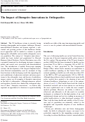 Cover page: The Impact of Disruptive Innovations in Orthopaedics