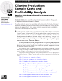 Cover page: Cilantro Production: Sample Costs and Profitability Analysis