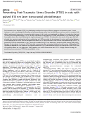 Cover page: Preventing Post-Traumatic Stress Disorder (PTSD) in rats with pulsed 810 nm laser transcranial phototherapy.