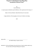 Cover page: Organic Contaminants in San Diego Bay: Assessment of Storm Water