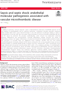 Cover page: Sepsis and septic shock: endothelial molecular pathogenesis associated with vascular microthrombotic disease