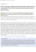 Cover page: Characterization of Brain Dysfunction Induced by Bacterial Lipopeptides That Alter Neuronal Activity and Network in Rodent Brains