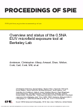 Cover page: Overview and status of the 0.5NA EUV microfield exposure tool at Berkeley Lab