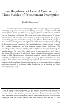 Cover page: State Regulation of Federal Contractors: Three Puzzles of Procurement Preemption