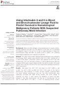 Cover page: Using Interleukin 6 and 8 in Blood and Bronchoalveolar Lavage Fluid to Predict Survival in Hematological Malignancy Patients With Suspected Pulmonary Mold Infection