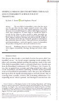 Cover page: SEEKING COMMON GROUND BETWEEN THEOLOGY AND SUSTAINABILITY SCIENCE FOR JUST TRANSITIONS