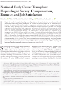 Cover page: National Early Career Transplant Hepatologist Survey: Compensation, Burnout, and Job Satisfaction