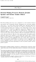 Cover page: Decision-Making Processes Between Friends: Speaker and Partner Gender Effects