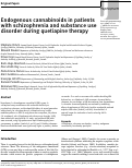 Cover page: Endogenous cannabinoids in patients with schizophrenia and substance use disorder during quetiapine therapy