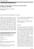 Cover page: Incidence of first primary central nervous system tumors in California, 2001–2005