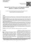 Cover page: Adverse Perinatal Outcomes and Postpartum Suicidal Behavior in California, 2013–2018