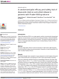 Cover page: A randomized pilot efficacy and safety trial of diazoxide choline controlled-release in patients with Prader-Willi syndrome