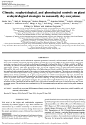 Cover page: Climatic, ecophysiological, and phenological controls on plant ecohydrological strategies in seasonally dry ecosystems