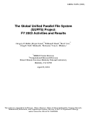 Cover page: The global unified parallel file system (GUPFS) project: FY 2003 
activities and results