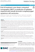 Cover page: End of treatment cone-beam computed tomography (CBCT) is predictive of radiation response and overall survival in oropharyngeal squamous cell carcinoma.